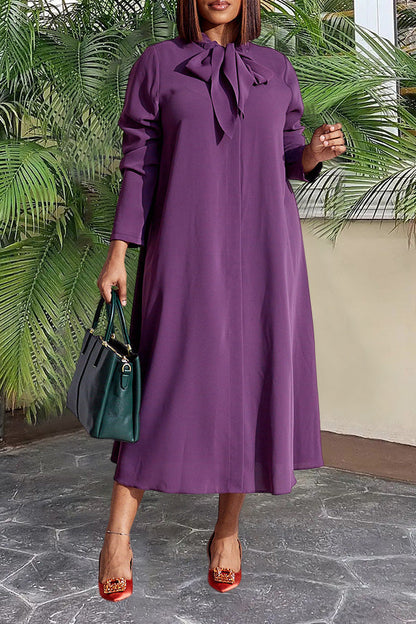 Retro Knot Neck Swing Midi Dress