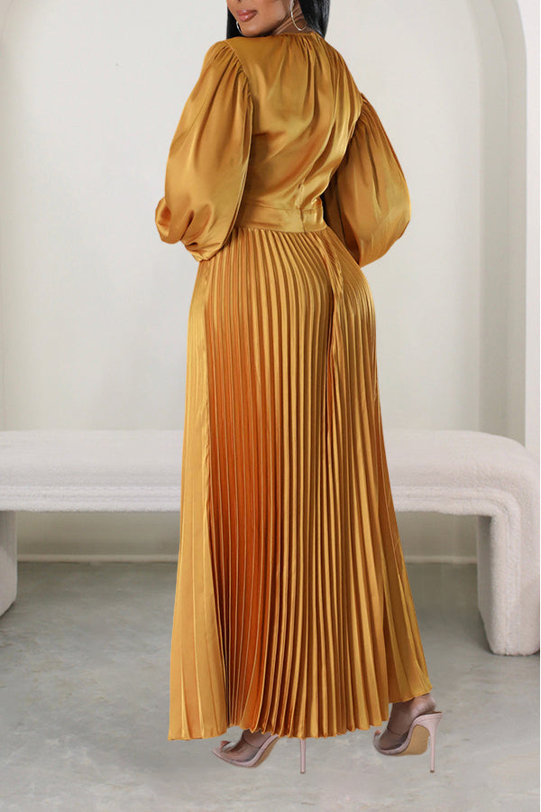 Giving Classy Satin Pleated Maxi Dress