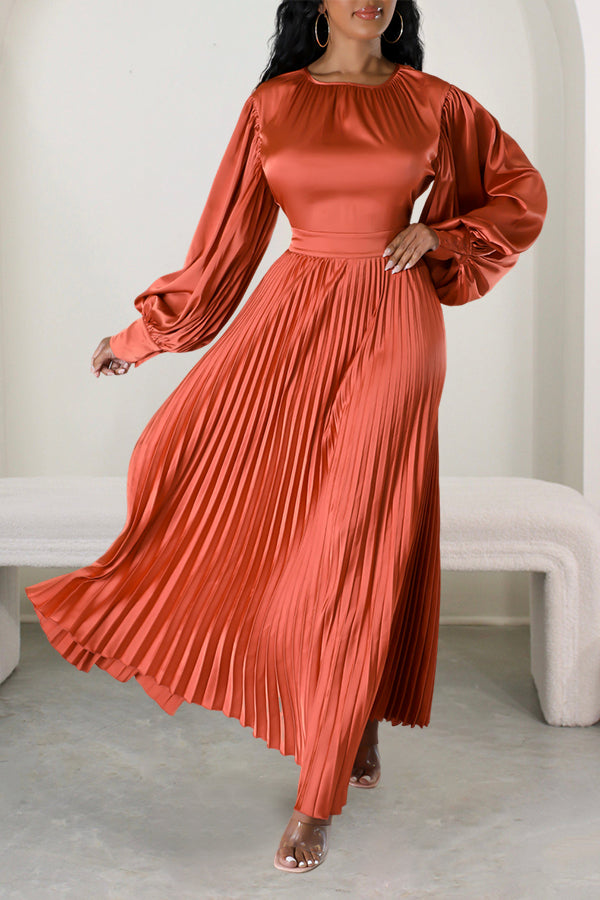 Giving Classy Satin Pleated Maxi Dress