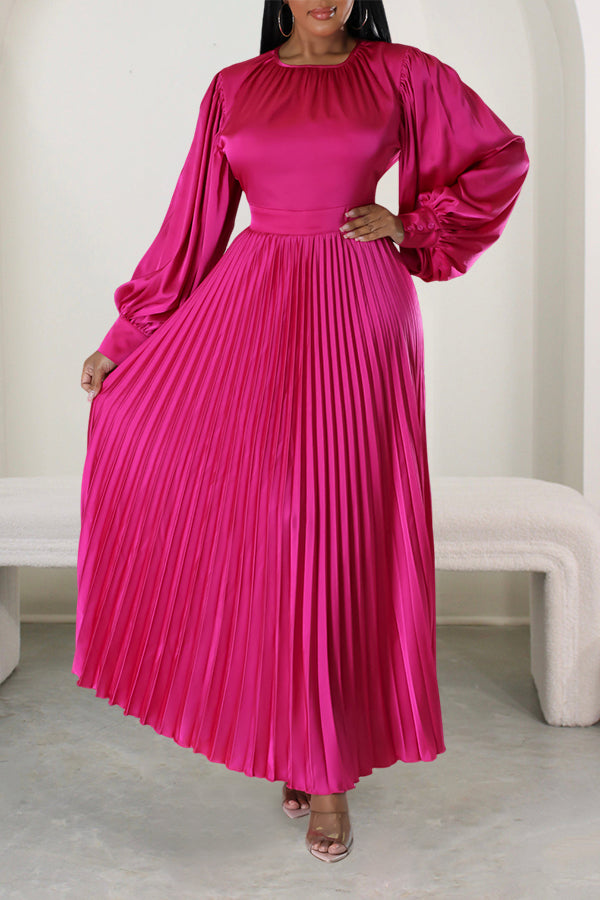 Giving Classy Satin Pleated Maxi Dress