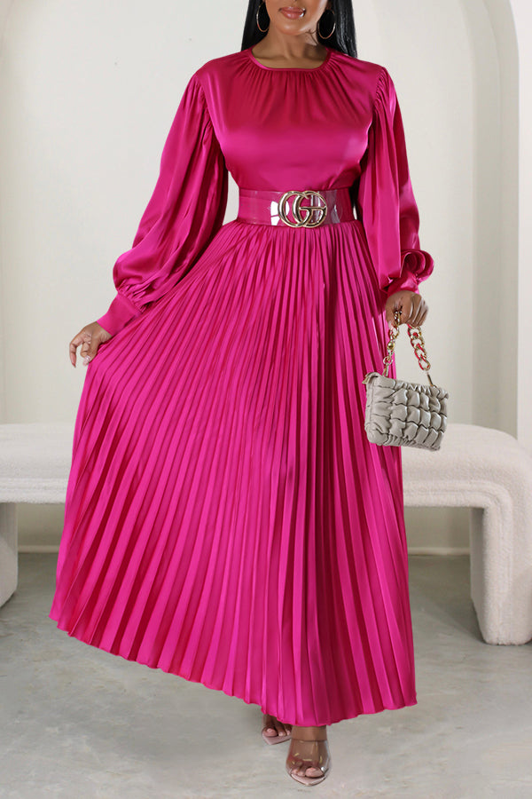 Giving Classy Satin Pleated Maxi Dress