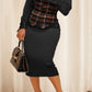 Stylish Plaid Vest & Zipper Dress Set