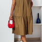 Stylish Sleeveless Ruched Shoulder Ruffle Hem Dress