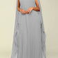 Elegant Round Neck Pleated Cape Dress