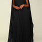 Elegant Round Neck Pleated Cape Dress