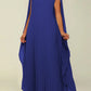 Elegant Round Neck Pleated Cape Dress