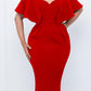 Elegant Solid Keyhole Neck Midi Dress