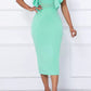 Elegant V-Neck Flutter Sleeve Midi Dress