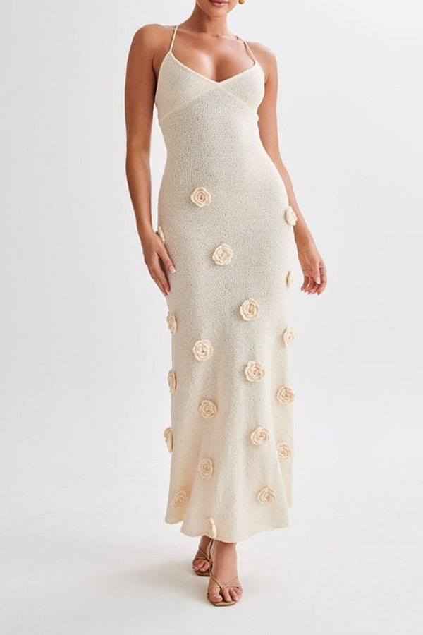 Knitted Three-Dimensional Floral Dress