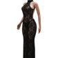 See-Through Lace Halterneck Dress