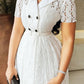 Elegant Lapel Lace Buttoned Short-Sleeved Dress