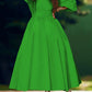 Gorgeous Lantern Sleeve A-line Dress (Without Belt)