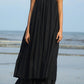 Casual Pleated Drawstring Layered Ruffle Midi Dress