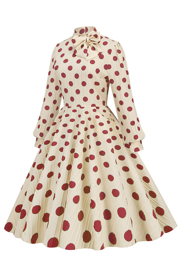 Polka Dot Bowknot Swing Dress