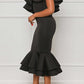 Layered Ruffle Fishtail Evening Dress