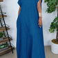 Vintage V-Cut Back Denim Maxi Dress