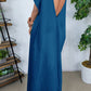 Vintage V-Cut Back Denim Maxi Dress