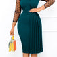 Mesh Splicing Ruched Slim Fit Pencil Dress