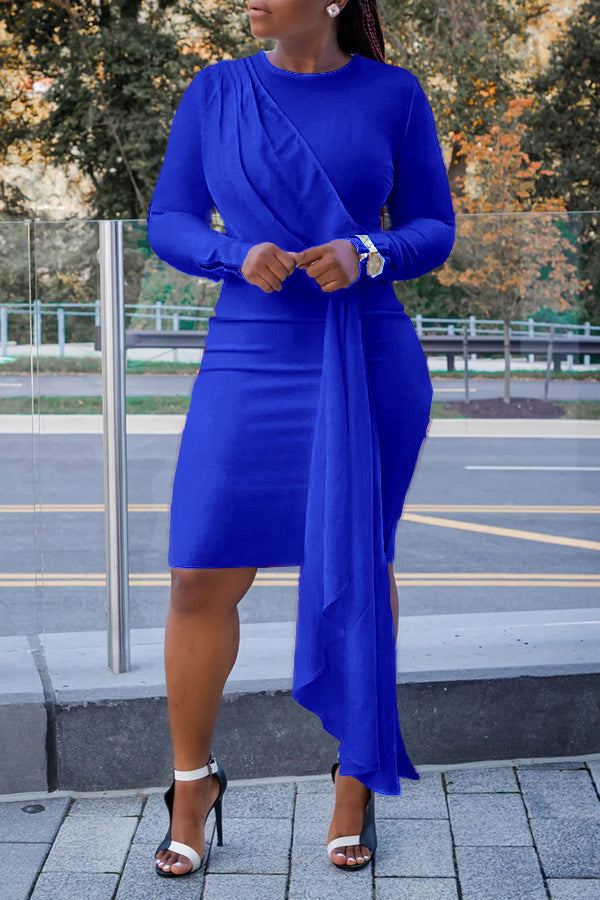 Elegant Side Draped Midi Dress