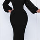 Lantern Sleeve Ruched Bodycon Dress