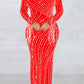 Rhinestones Tassels Slim Fit Evening Dress