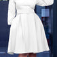 Classic Belted Lantern Sleeve A-line Dress