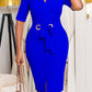 Elegant Half Sleeve Belted Bodycon Dress