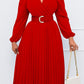 Chic Lantern Sleeve Pleated Wrap Dress