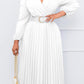 Chic Lantern Sleeve Pleated Wrap Dress