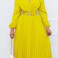 Chic Lantern Sleeve Pleated Wrap Dress