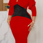 Elegant Two Tone Flutter Sleeve Dress