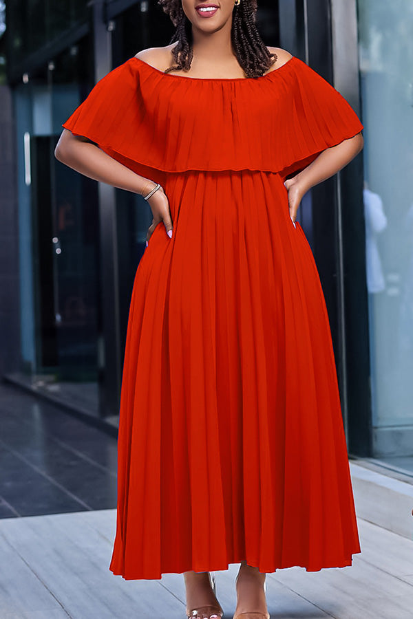 Elegant Off Shoulder Pleated Dress