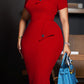 Elegant Bodycon Slant Pocket Midi Dress