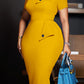 Elegant Bodycon Slant Pocket Midi Dress