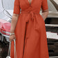 Stylish Lapel Button Down Belted Dress