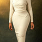 OL Oblique Neck Ruched Bodycon Dress