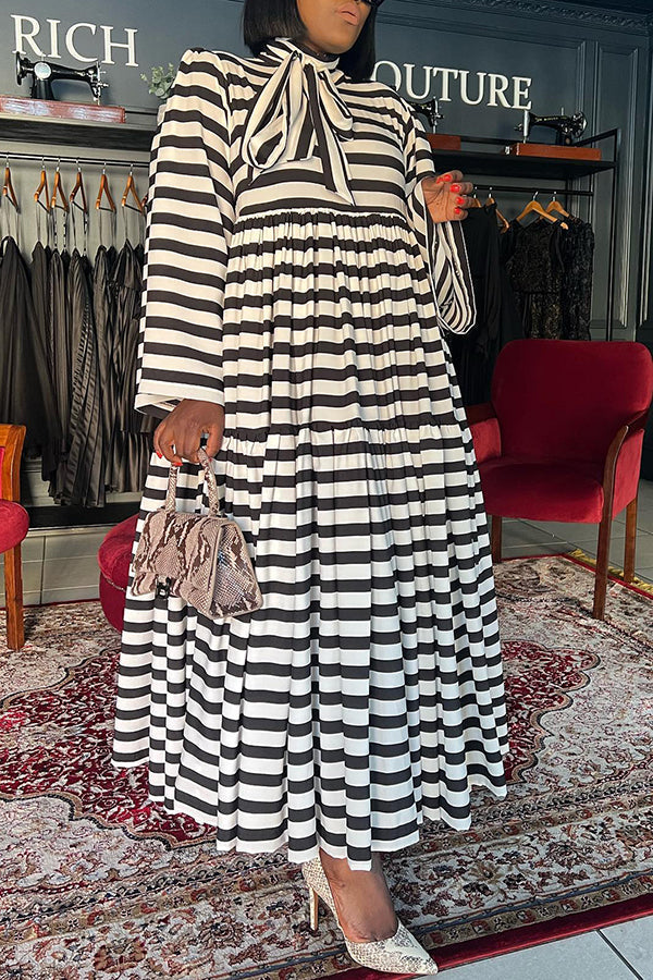 Stripe Tie Front Maxi Dress