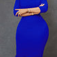 Solid V Neck Midi Pencil Dress