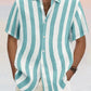 Classic Casual Cotton Linen Stripe Shirt