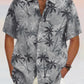 Hawaiian Coconut Tree Graphic Cotton Linen Shirt