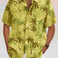 Hawaiian Coconut Tree Graphic Cotton Linen Shirt