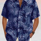 Hawaiian Coconut Tree Graphic Cotton Linen Shirt