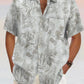 Hawaiian Flower Printed Cotton Linen Shirt