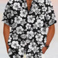 Hawaiian Flower Printed Cotton Linen Holiday Shirt