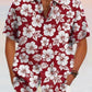 Hawaiian Flower Printed Cotton Linen Holiday Shirt