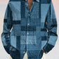 Stylish Blue Print Cotton Linen Shirt