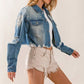 PEARL DISTRESSED CROPPED DENIM JACKET