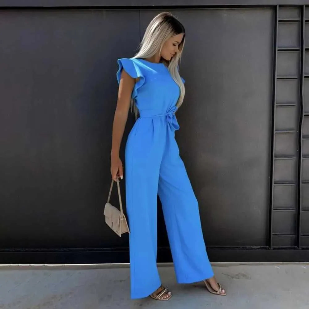 Cery - Elegant Jumpsuit with Ruffles and Belt