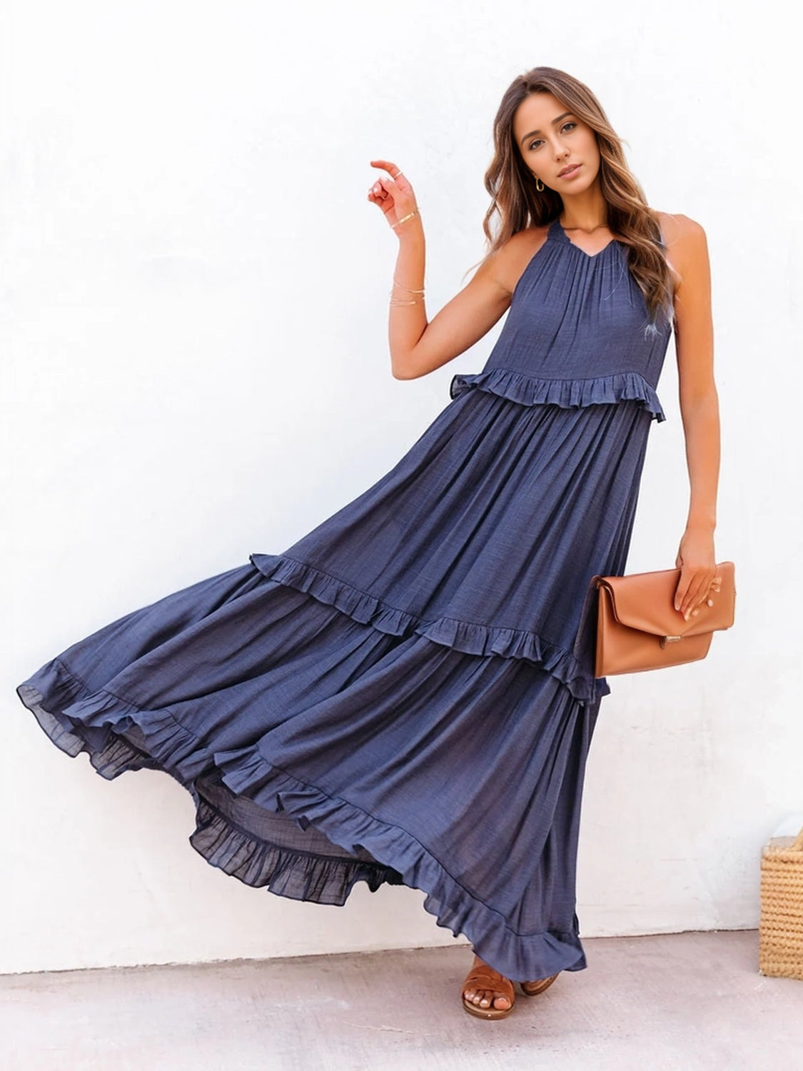 TORI TIERED MAXI DRESS WITH POCKETS