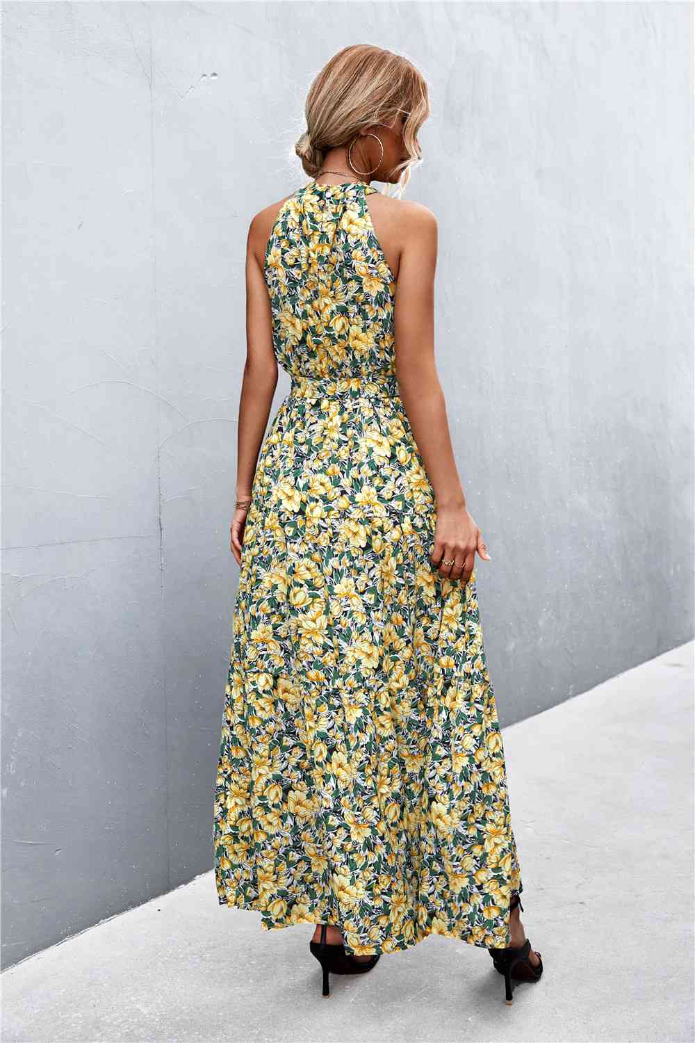 NADIA FLORAL TIE WAIST MAXI DRESS